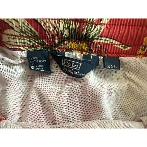 Polo Ralph Lauren Mens Red Hawaiian Aloha Swim Trunks - Size XXL - Picture 3 of 8